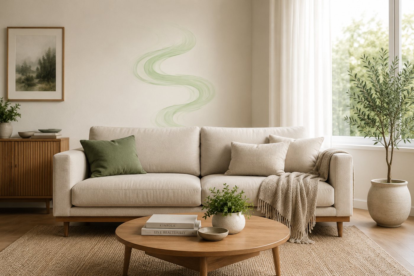 Living room with a faint odour trail